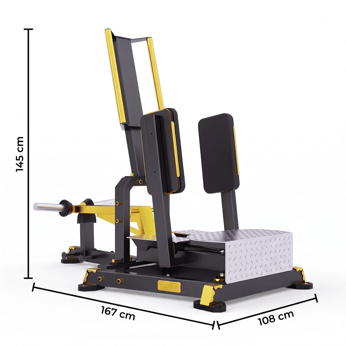 DHZ TITAN Mechanix Y985ZA Standing Abductor – Plate Loaded Abduktorenmaschine – dhz titan mechanix y985za standing abductor schwarz gold abmessungen 