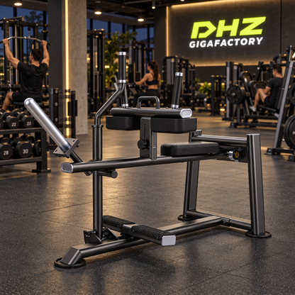 DHZ U2062 Seated Calf frei im Fitnessstudio-Ambiente mit Training im Hintergrund