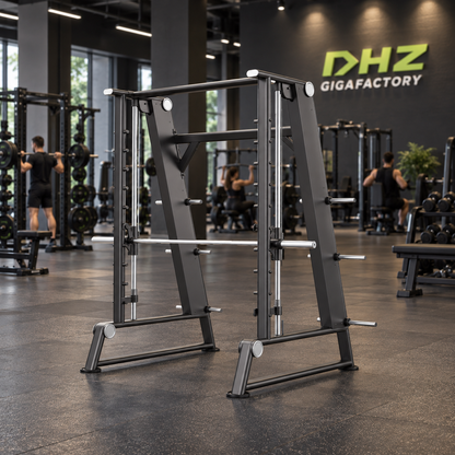 DHZ U2063 Smith Machine frei im Fitnessstudio-Ambiente mit Training im Hintergrund