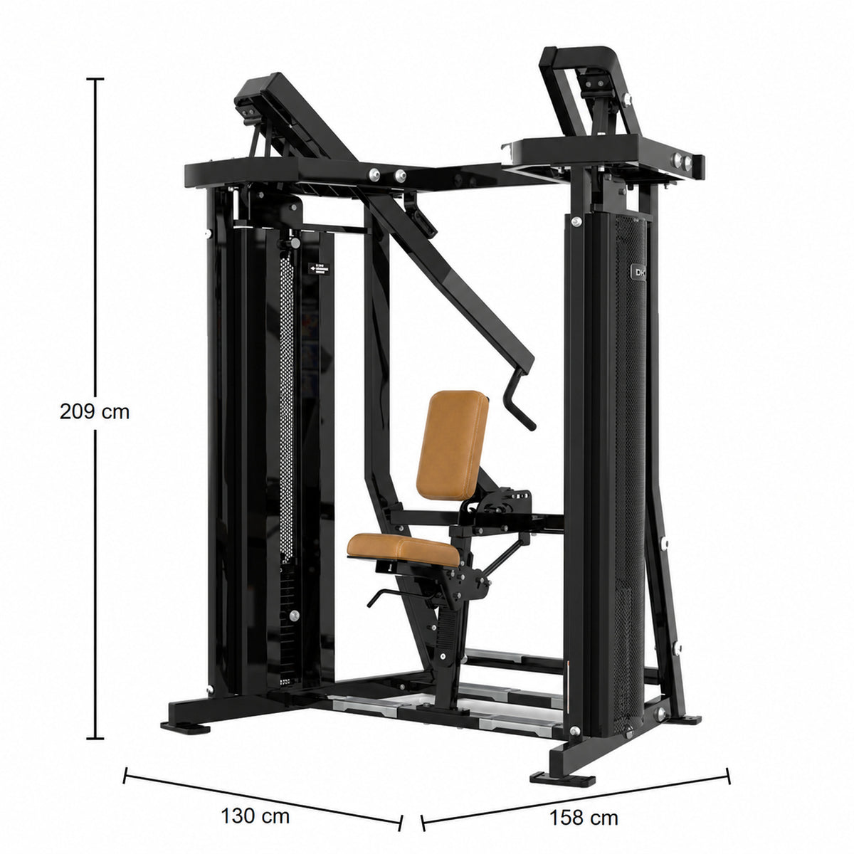 DHZ Fitness PM2039 braune Polsterung Abmessungen 158 x 130 x 209 cm