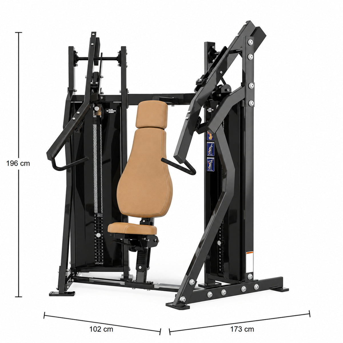 DHZ Fitness PM2040 braune Polsterung Abmessungen 173 x 102 x 196 cm