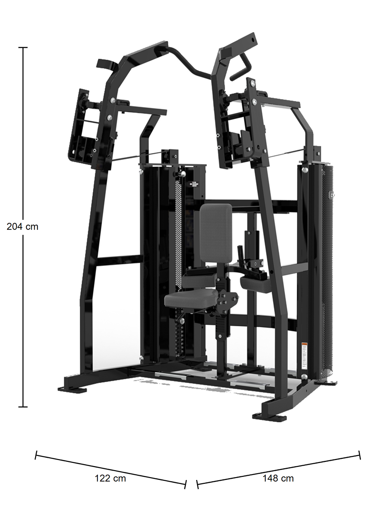 DHZ D-FORCE PM2044 Front Pulldown – Dual Weight Stack Front-Latzugmaschine – Abmessungen des Fitnessgeräts