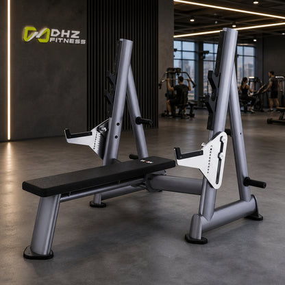 DHZ TITAN Extreme T933 Olympic Flat Bench – Professionelle olympische Flachbank mit Hantelablagen – olympic flat bench langhantelbank performance ambiente urban