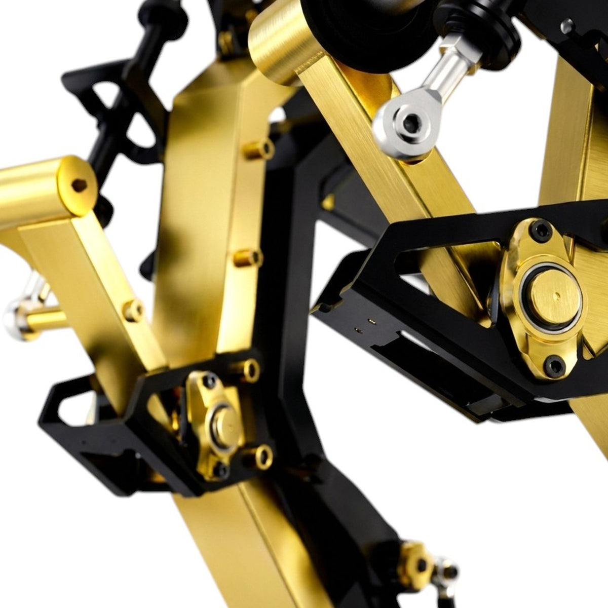 DHZ TITAN Mechanix Y905ZAG Chest Press - Plate Loaded Brustpresse – chest press schwarz gold bewegungsarm gelenk detail