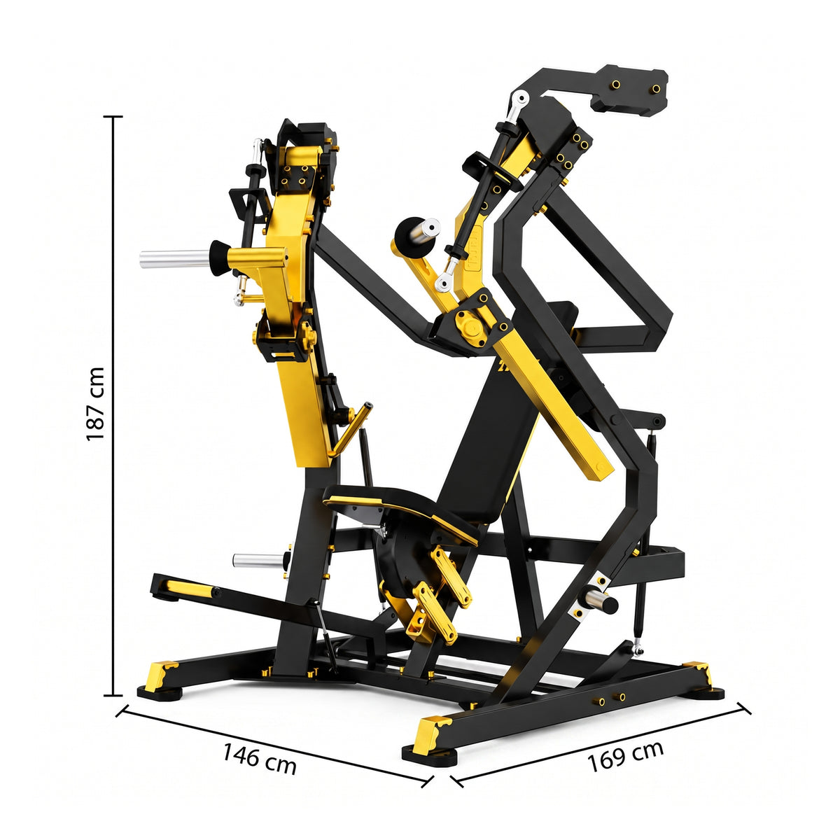 DHZ TITAN Mechanix Y910ZA Low Chest Press - Plate Loaded Brustpresse für den professionellen Einsatz – low chest press schwarz gold abmessungen