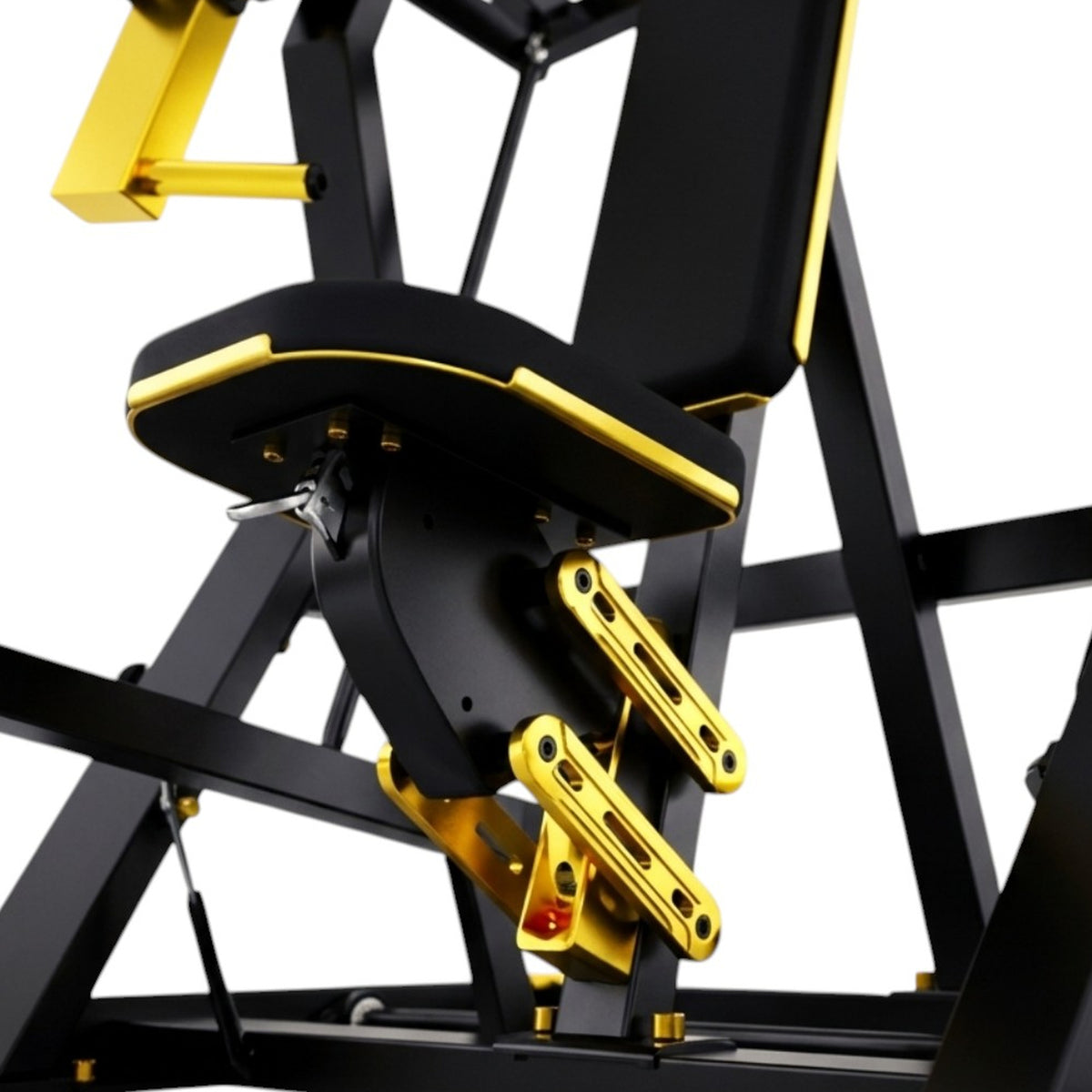 DHZ TITAN Mechanix Y915ZA Incline Chest Press - Plate Loaded Brustpresse für obere Brust – incline chest press schwarz gold sitzverstellung detail