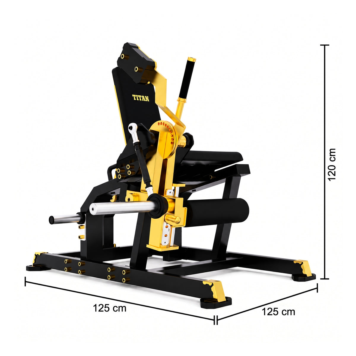 DHZ TITAN Mechanix Y960ZA Leg Extension - Plate Loaded Beinstrecker für isoliertes Quadrizeps-Training – leg extension schwarz gold abmessungen
