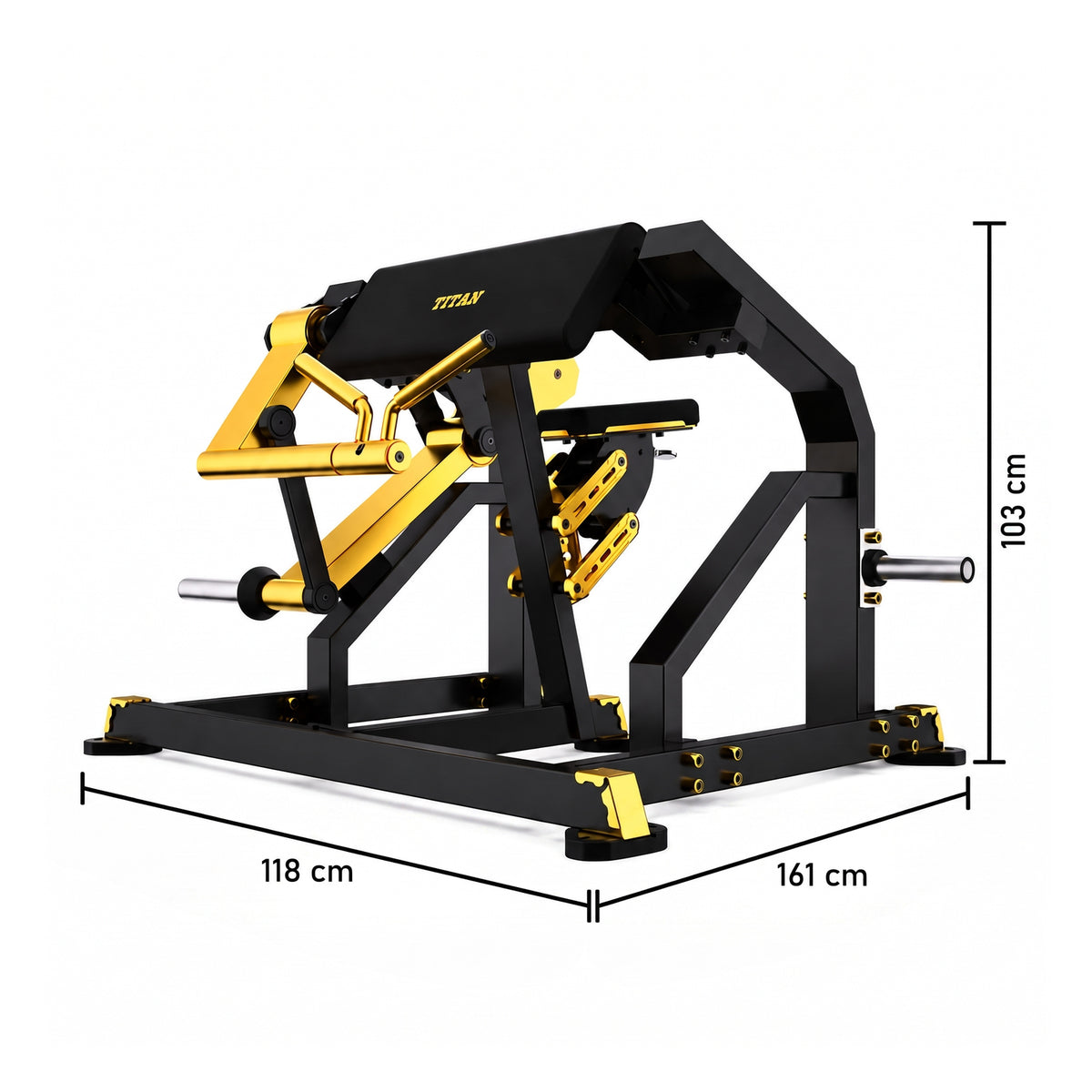 DHZ TITAN Mechanix Y970ZA Biceps Curl - Plate Loaded Bizepsmaschine für isoliertes Armtraining – biceps curl schwarz gold abmessungen