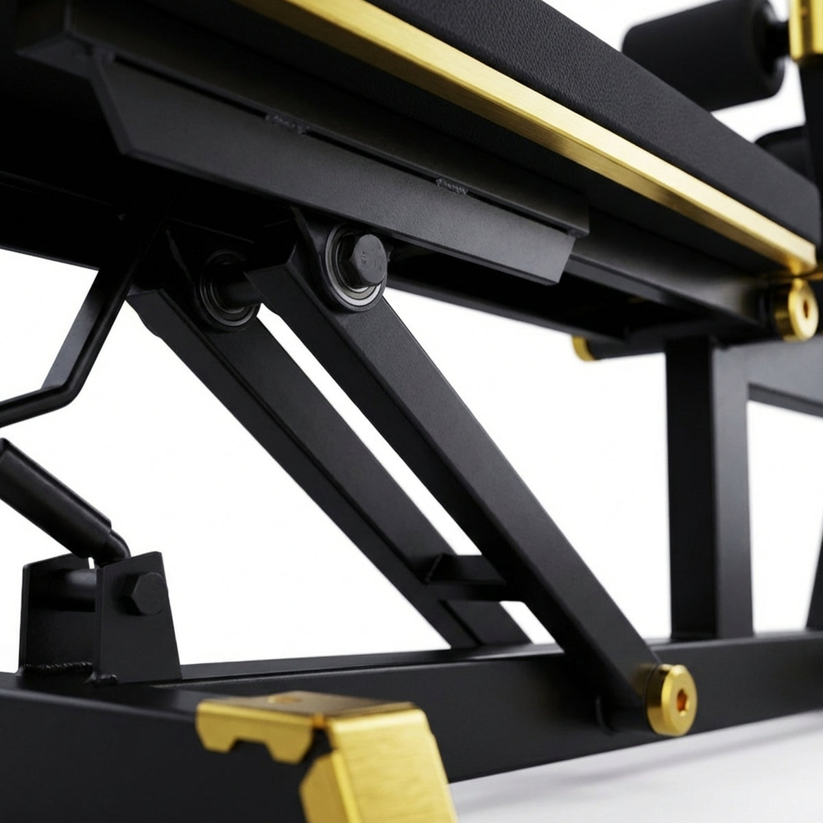 DHZ TITAN Mechanix Y977ZA Adjustable Decline Bench – Verstellbare Negativbank – adjustable decline bench schwarz gold verstellung detail