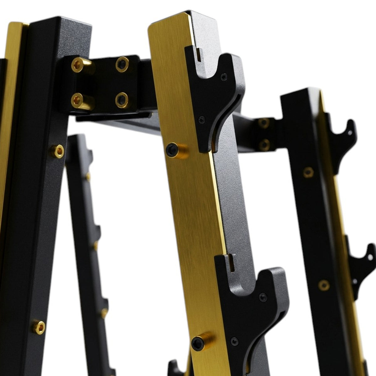DHZ TITAN Mechanix Y981ZA Barbell Rack - Hantelablage für Langhanteln und Curlstangen – barbell rack schwarz gold ablage detail