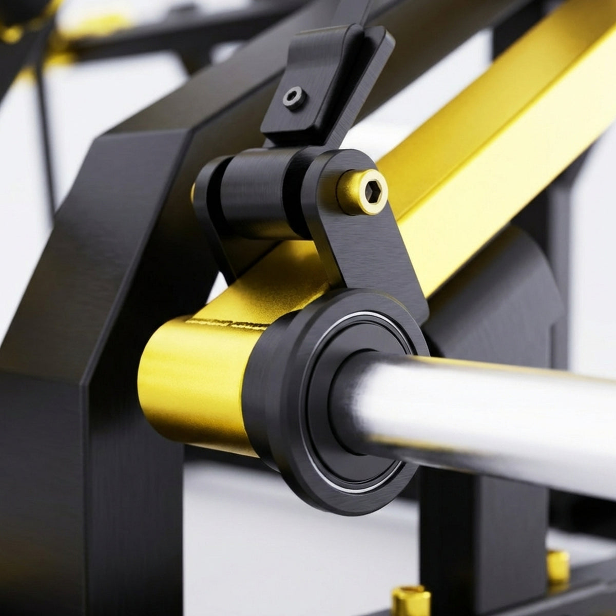 DHZ TITAN Mechanix Y983ZA Pull Over - Plate Loaded Gerät für Rücken- und Brusttraining – pull over schwarz gold lagerung detail