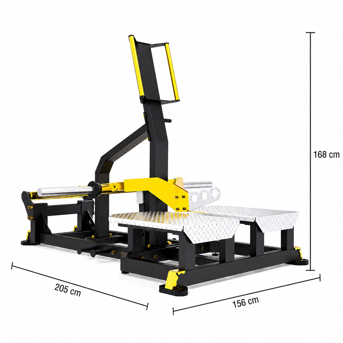 DHZ TITAN Mechanix Y986ZA Belt Squat – Plate Loaded Kniebeugenmaschine – dhz titan mechanix y986za belt squat schwarz gold abmessungen 