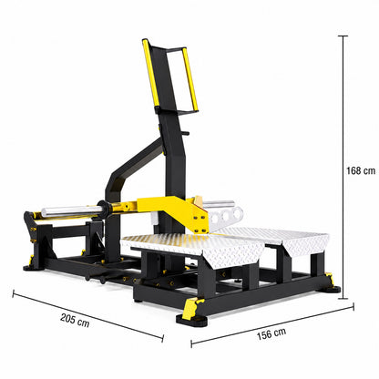 DHZ TITAN Mechanix Y986ZA Belt Squat – Plate Loaded Kniebeugenmaschine – dhz titan mechanix y986za belt squat schwarz gold abmessungen 