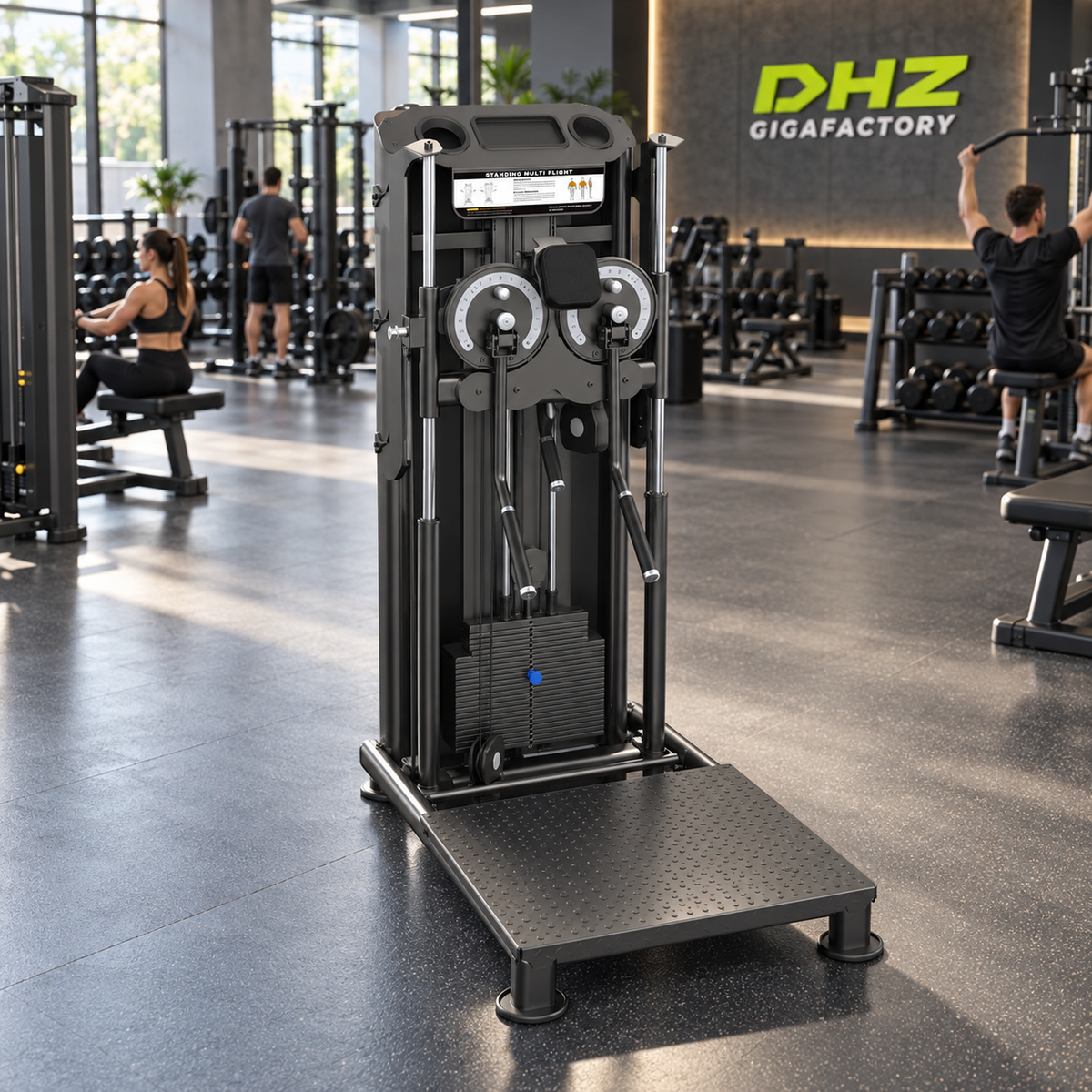 DHZ U2046 Multifunctional frei im Fitnessstudio-Ambiente mit Training im Hintergrund