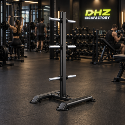 DHZ U2054 Vertical Plate Tree frei im Fitnessstudio-Ambiente mit Training im Hintergrund