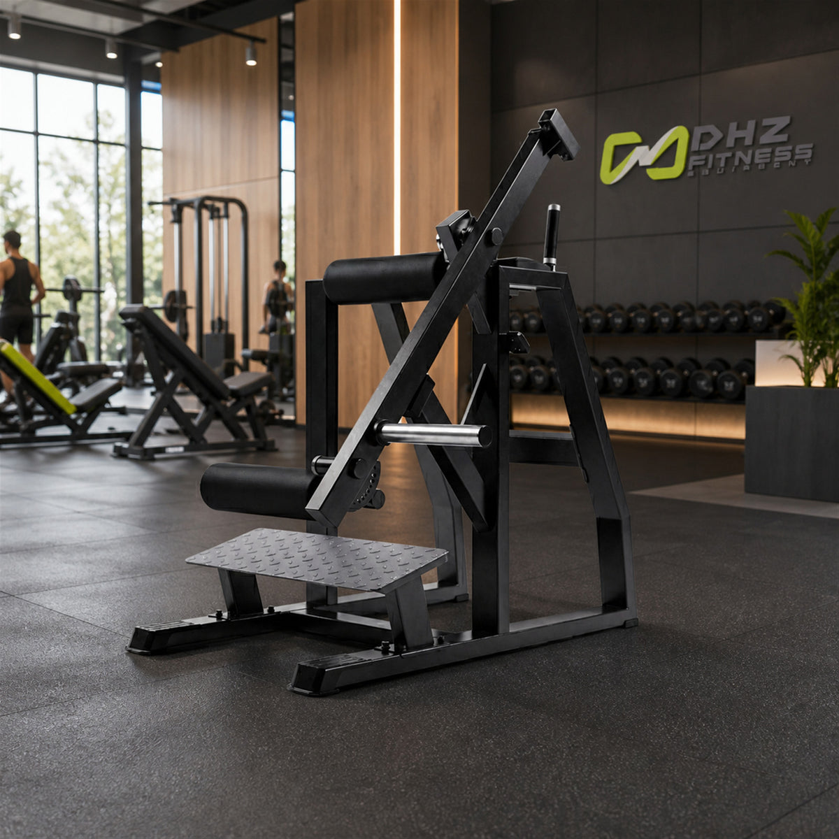 DHZ A613 Reverse Hyperextension – Professionelle Plate-Loaded Maschine – Geräteansicht in einem hochwertigen Premium-Fitnessstudio