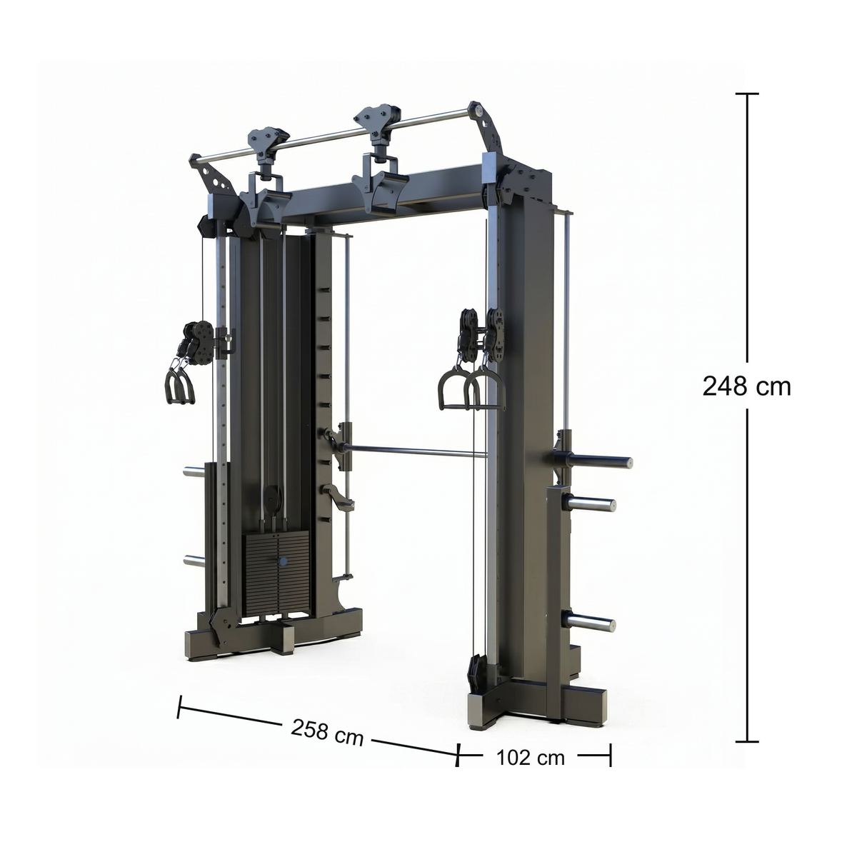 DHZ E6250 Multi Power Station – Abmessungen 258 × 102 × 248 cm