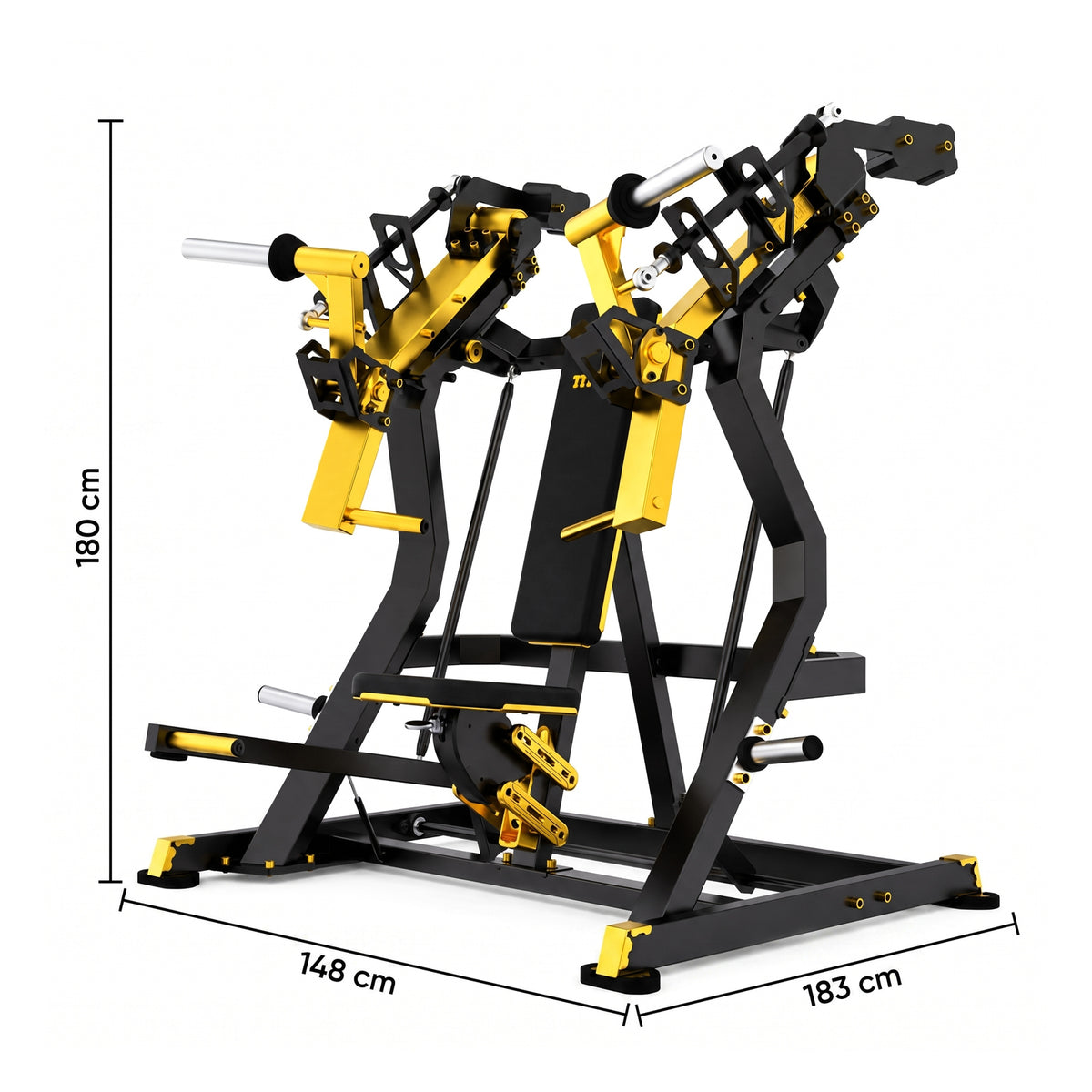 DHZ TITAN Mechanix Y915ZA Incline Chest Press - Plate Loaded Brustpresse für obere Brust – incline chest press schwarz gold abmessungen