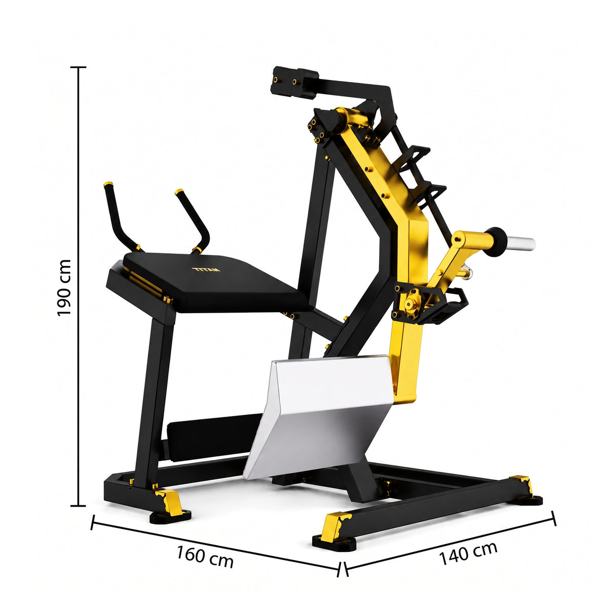 DHZ TITAN Mechanix Y940ZA Rear Kick - Plate Loaded Glute Trainer – rear kick schwarz gold abmessungen