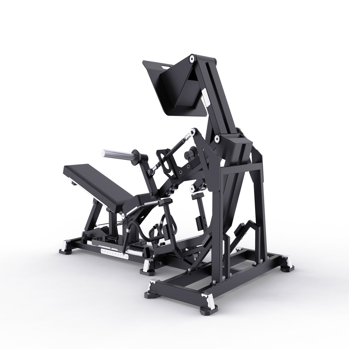 DHZ TITAN Mechanix Y950ZA Leg Press - Plate Loaded Beinpresse für professionelles Bein- und Glute-Training – leg press obsidian black seitenansicht links