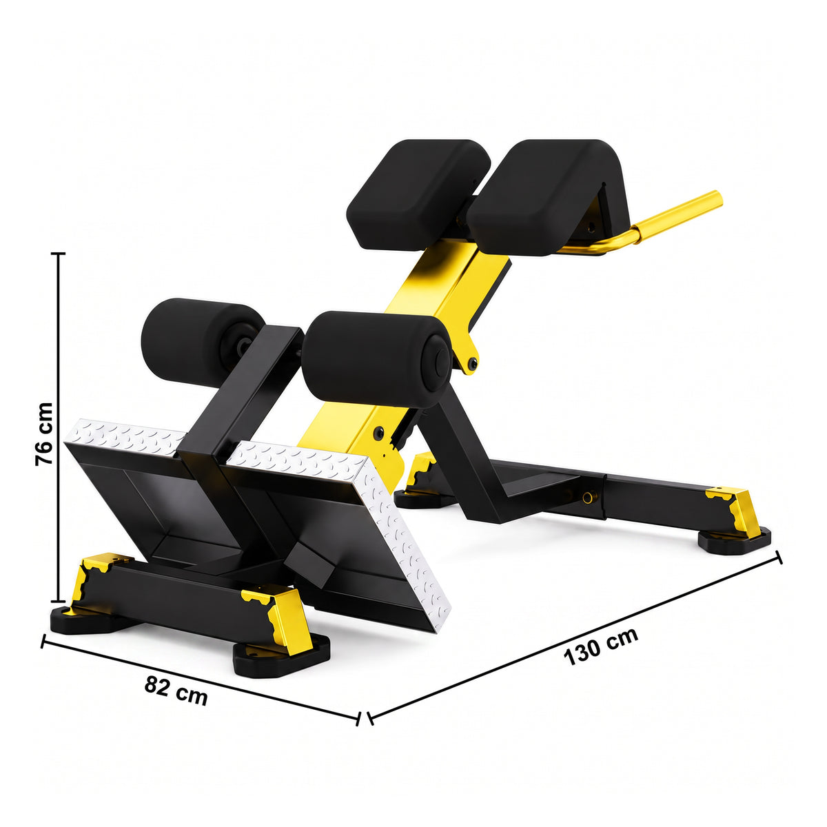 DHZ TITAN Mechanix Y975ZA Back Extension - Plate Loaded Rückenstrecker – back extension schwarz gold abmessungen