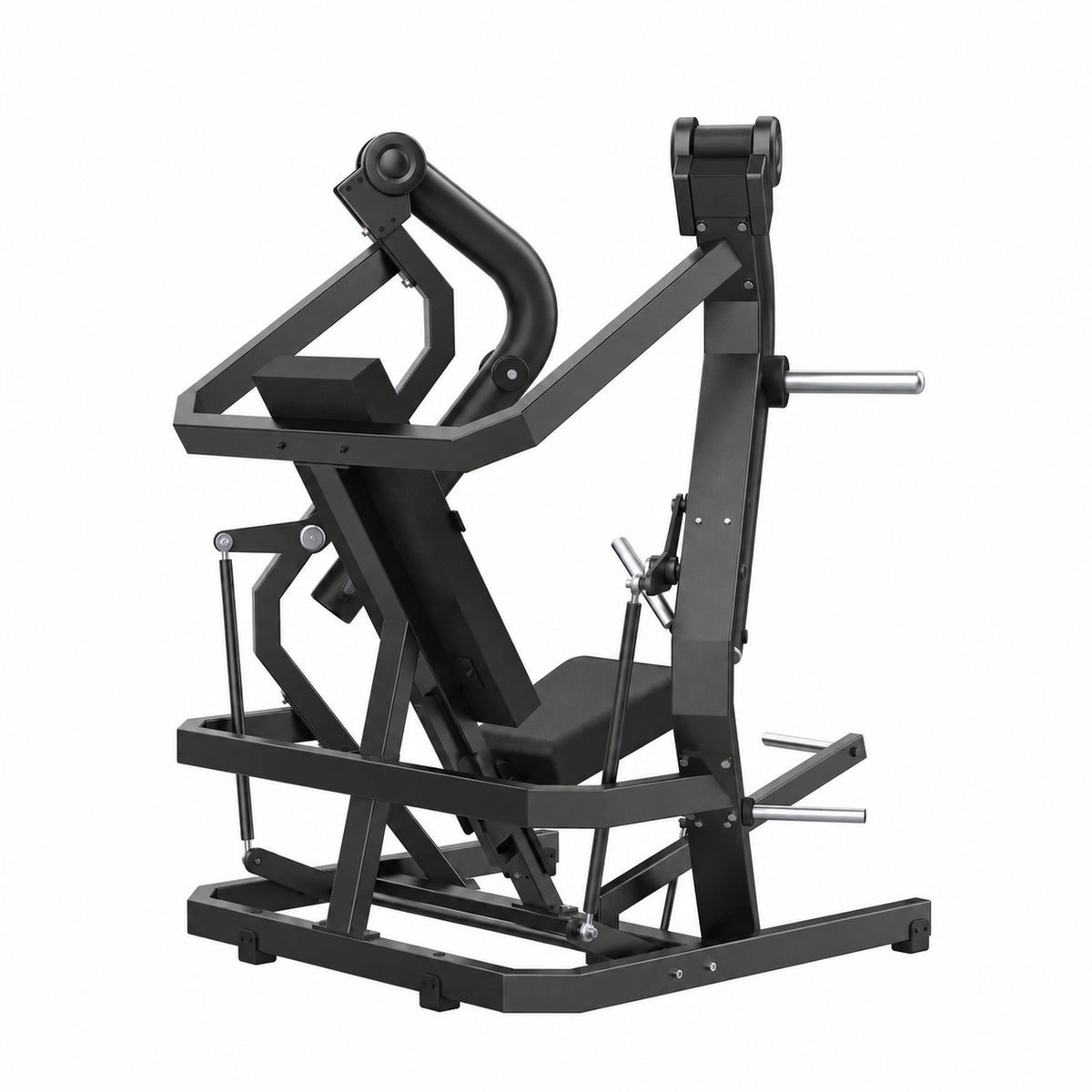 DHZ Y900 Y910L Decline-Brustpresse (Low Chest Press) mit Einstiegshilfe in Schwarz-Schwarz – Rückansicht