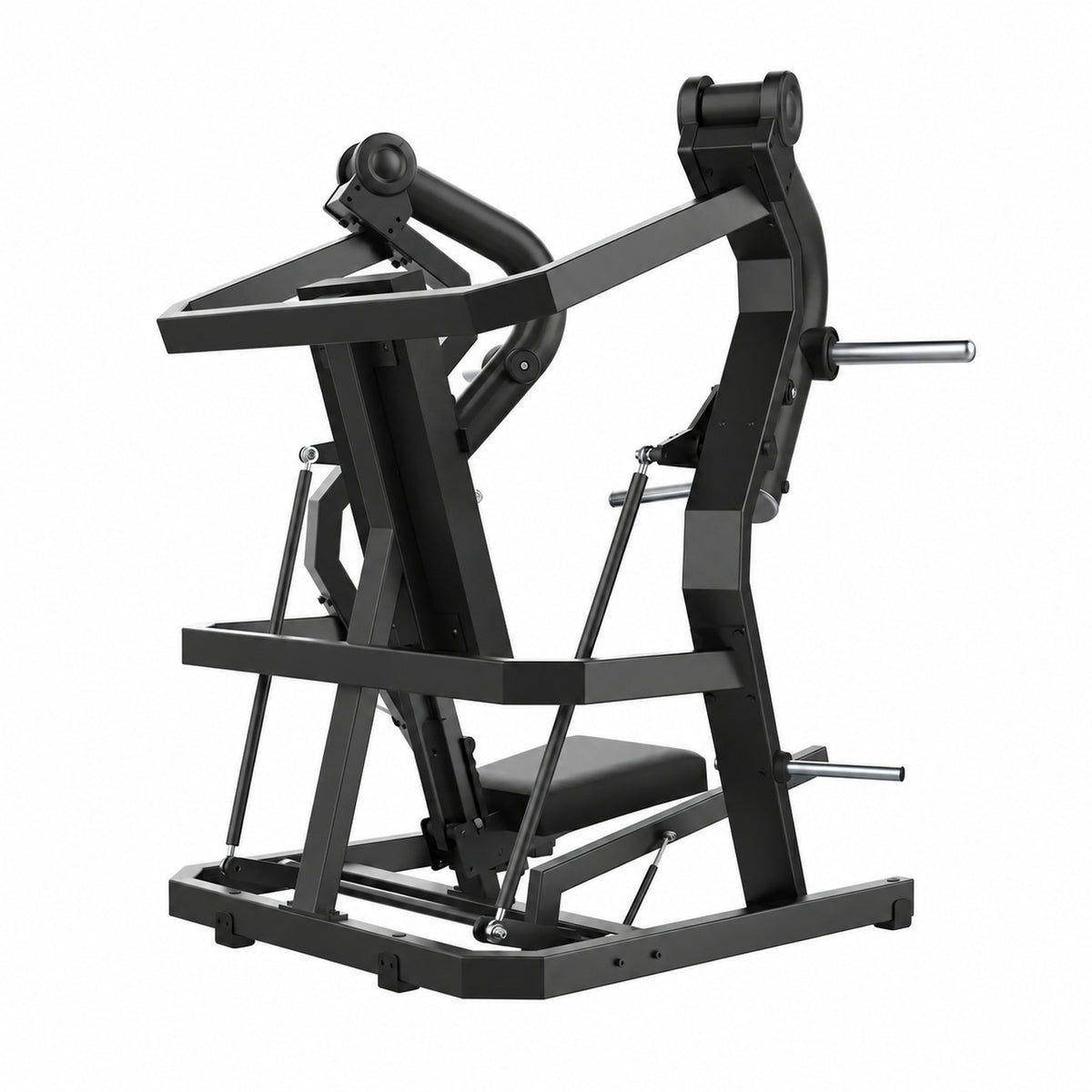 DHZ Y900 Y915L Schrägbank-Brustpresse (Incline Chest Press) mit Einstiegshilfe in Schwarz-Schwarz – Rückansicht