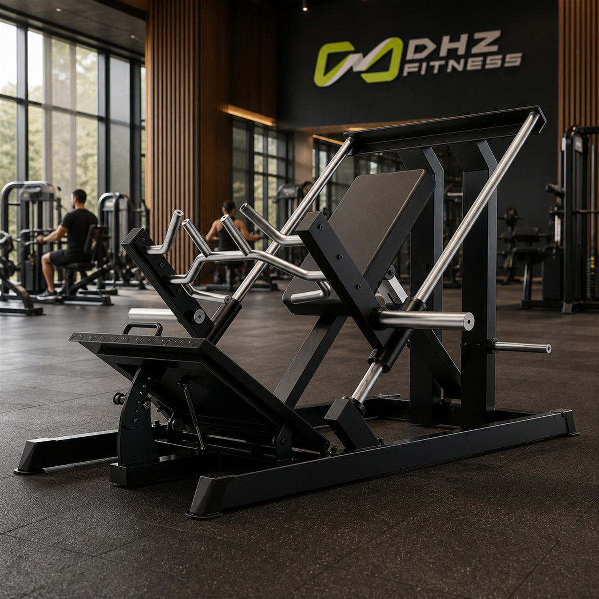 DHZ A611 Incline Linear Row – Plate Loaded Rückentrainingsgerät – Geräteansicht in einem hochwertigen Premium-Fitnessstudio
