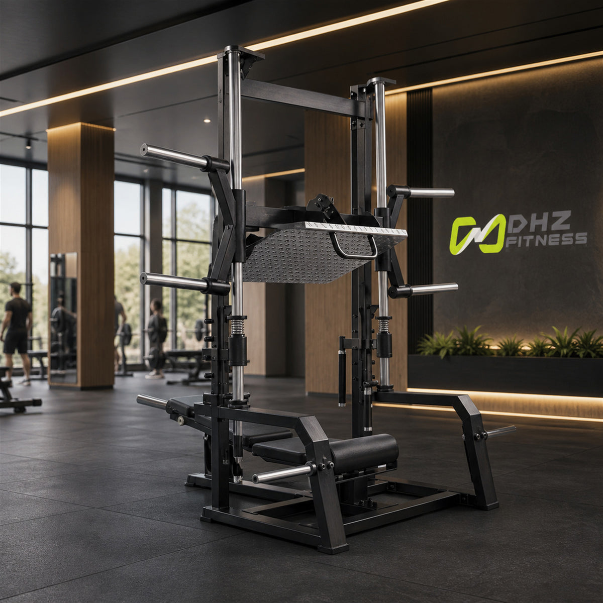 DHZ A616 Adjustable Vertical Leg Press – Professionelle Plate-Loaded Beinpresse – Geräteansicht in einem hochwertigen Premium-Fitnessstudio