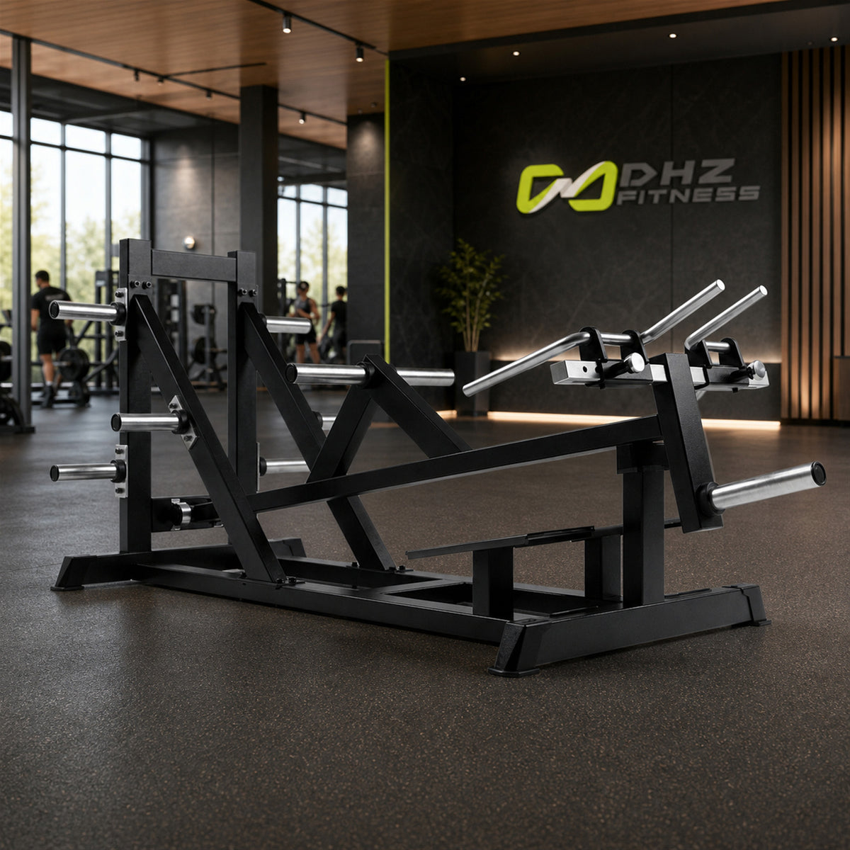 DHZ A617 Standing T-Bar Row – Professionelle Plate-Loaded Rudermaschine – Geräteansicht in einem hochwertigen Premium-Fitnessstudio