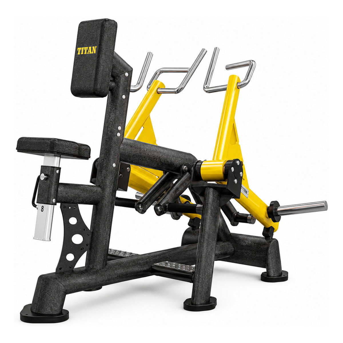 DHZ TITAN Extreme T902 Rowing Machine – Rudermaschine – Ansicht von hinten rechts in Schwarz-Gold