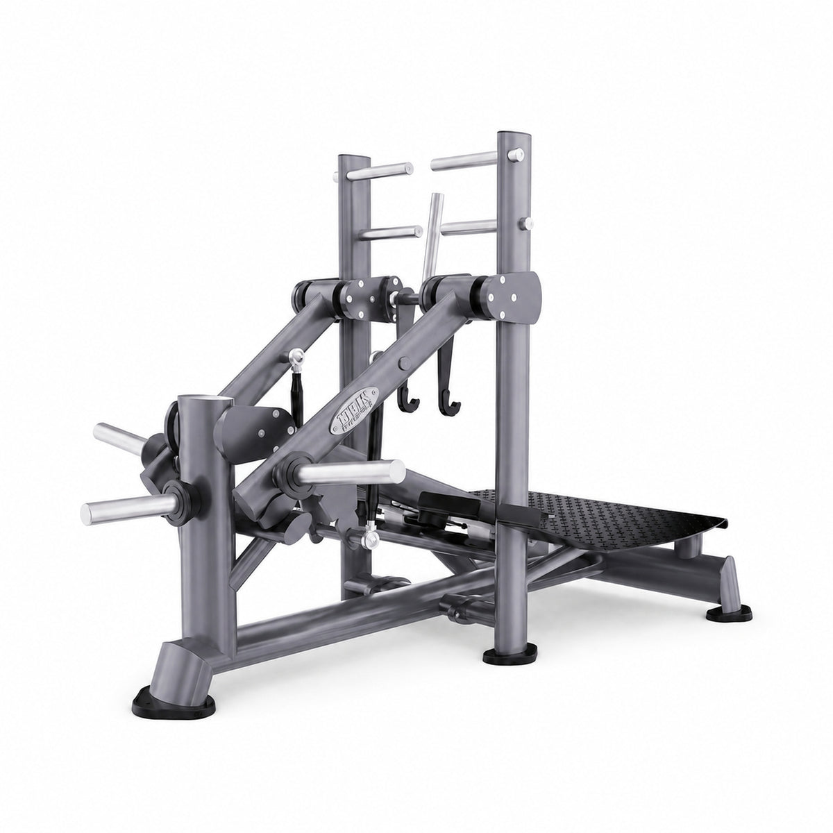 DHZ TITAN Extreme T940 Super Belt Squat – Professionelle Belt Squat Maschine für intensives Beintraining – super belt squat titan grau dreiviertelansicht