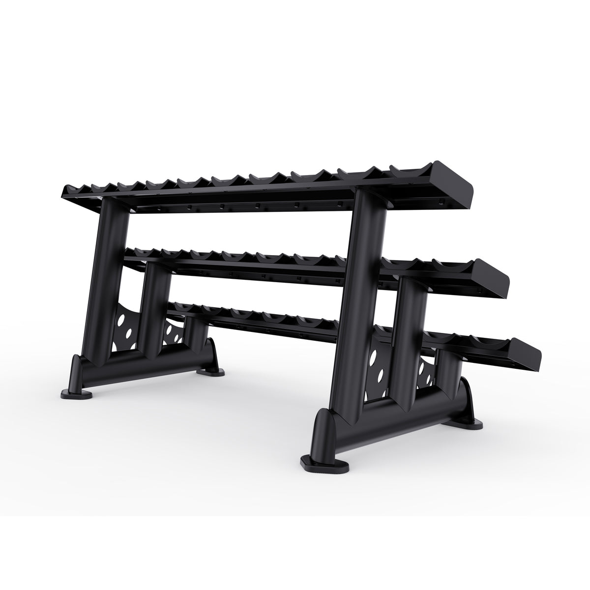 DHZ TITAN Extreme T944 3-Tier Dumbbell Rack – Kurzhantelständer – 3 tier dumbbell rack obsidian black rueckansicht