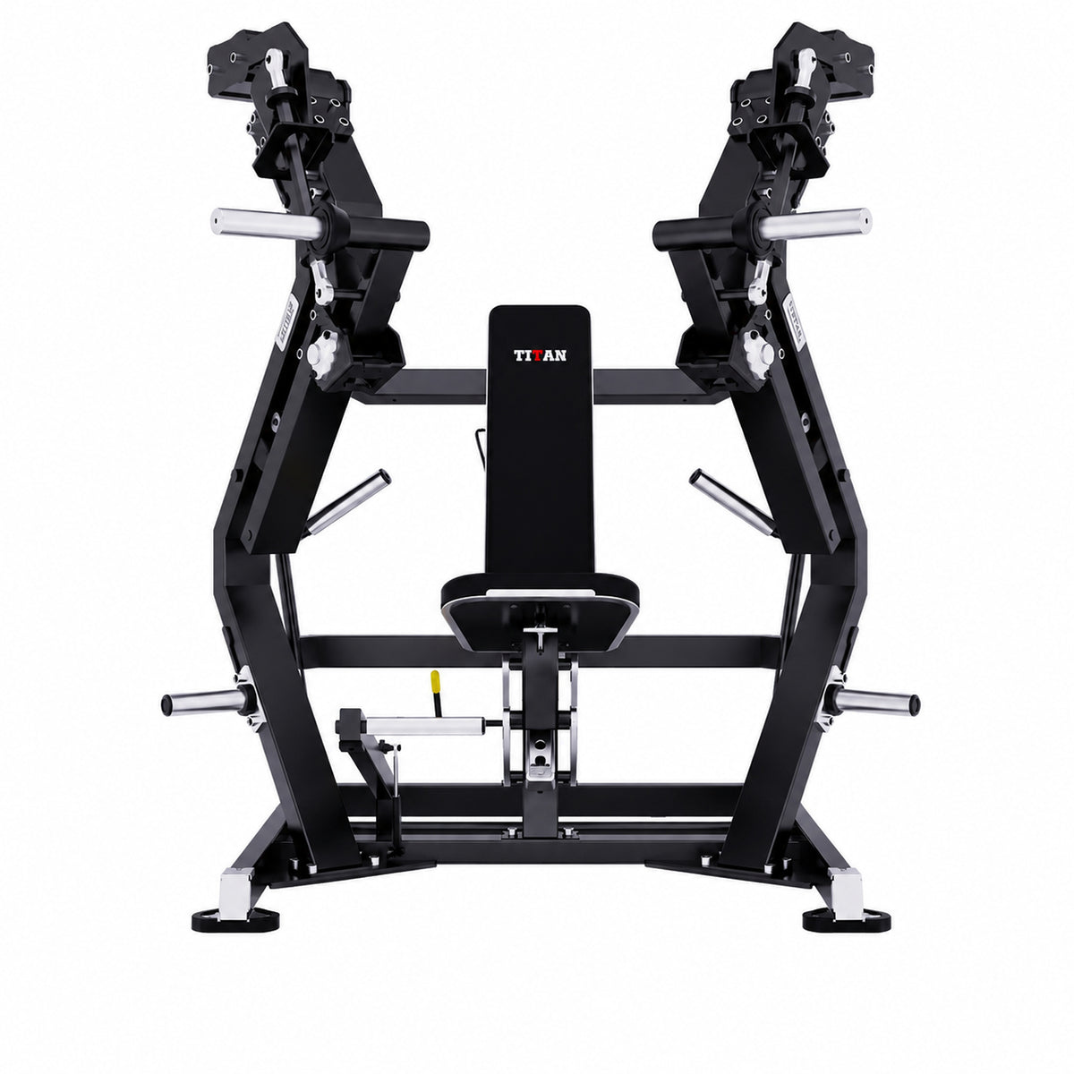 DHZ TITAN Mechanix Y910ZA Low Chest Press - Plate Loaded Brustpresse für den professionellen Einsatz – low chest press obsidian black rueckansicht