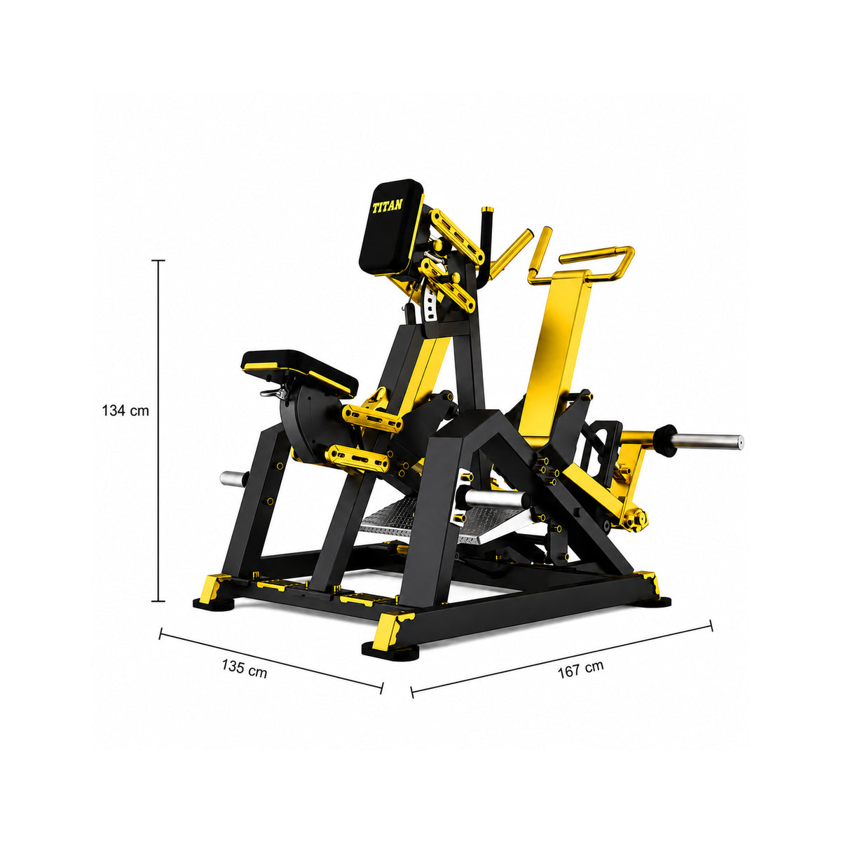DHZ TITAN Mechanix Y930ZA Row - Plate Loaded Rudergerät für Rückentraining – row schwarz gold abmessungen