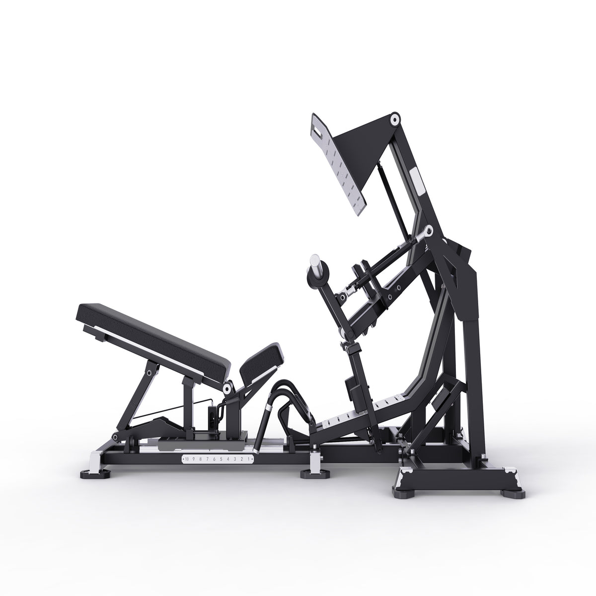 DHZ TITAN Mechanix Y950ZA Leg Press - Plate Loaded Beinpresse für professionelles Bein- und Glute-Training – leg press obsidian black seitenansicht rechts