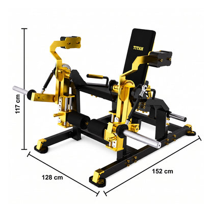 DHZ TITAN Mechanix Y961ZAG Leg Extension – Plate Loaded Beinstrecker – dhz titan mechanix y961zag leg extension schwarz gold abmessungen 