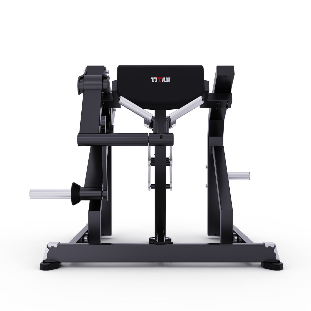 DHZ TITAN Mechanix Y970ZA Biceps Curl - Plate Loaded Bizepsmaschine für isoliertes Armtraining – biceps curl obsidian black frontansicht