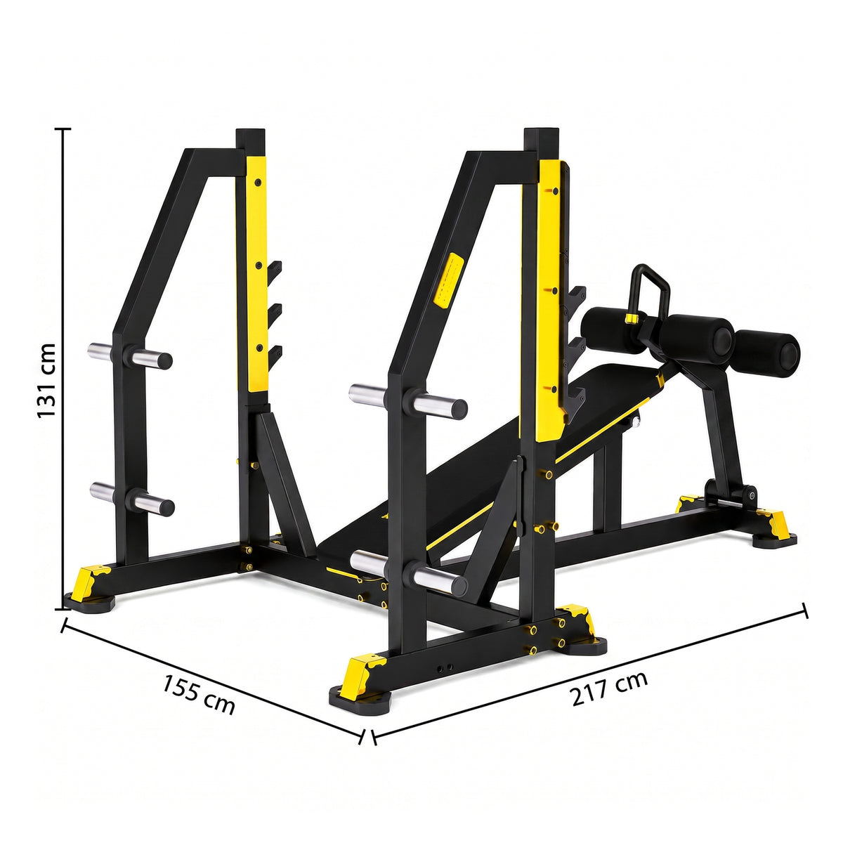 DHZ TITAN Mechanix Y973ZA Olympic Decline Bench - Plate Loaded Negativbank für Langhanteltraining – olympic decline bench schwarz gold abmessungen