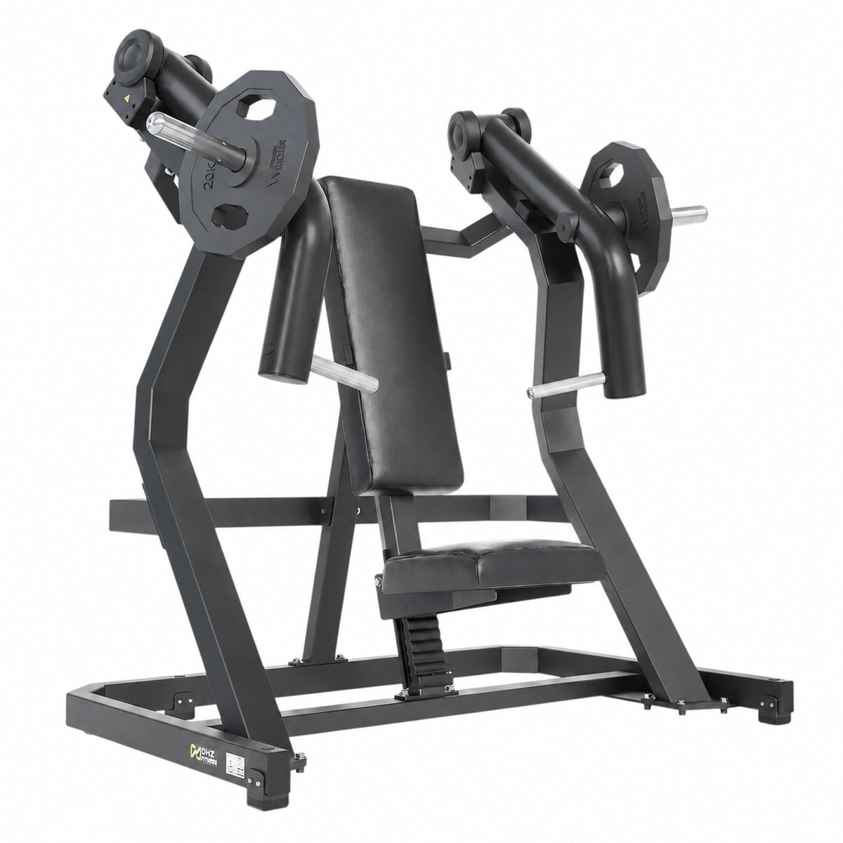 DHZ Y900 Y915 Schrägbank-Brustpresse (Incline Chest Press) in Schwarz-Schwarz – Schrägansicht