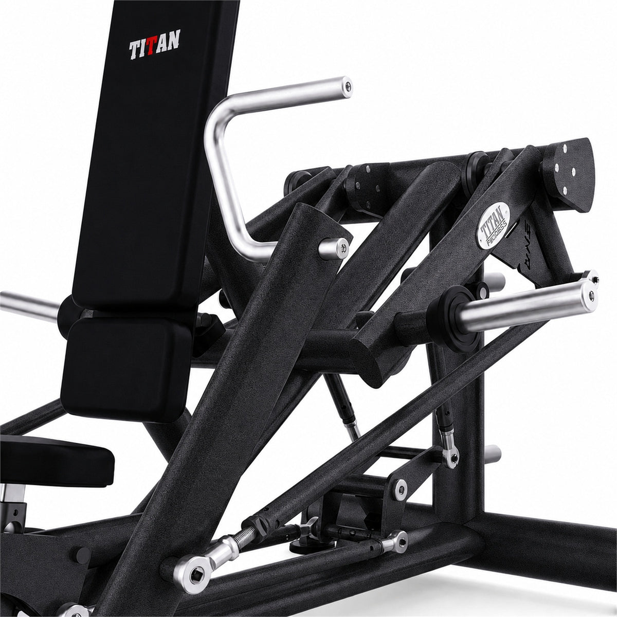 DHZ TITAN Extreme T905 Super Decline Chest Press – Brustpresse für unteres Brusttraining – super decline chest press obsidian black mechanik detail