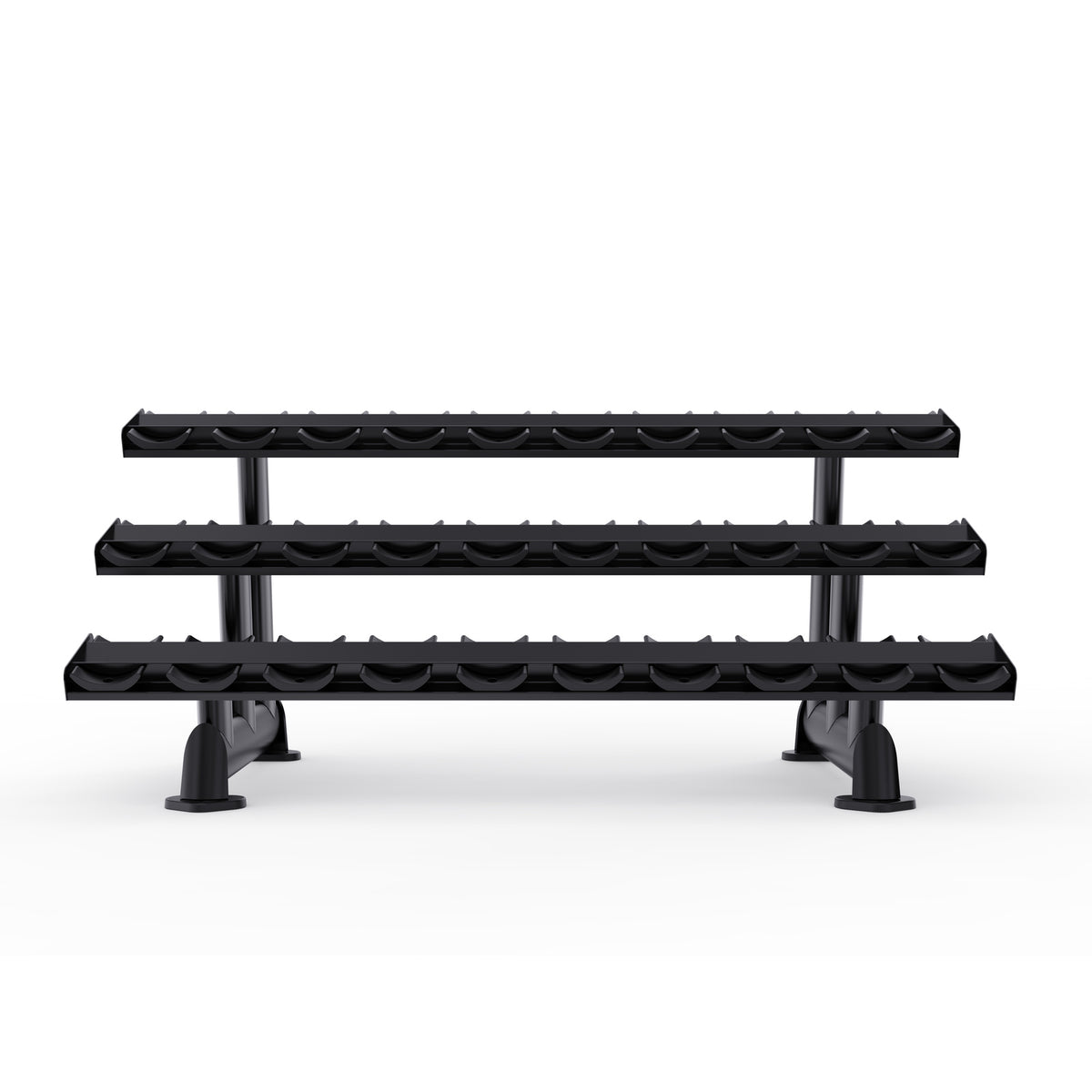 DHZ TITAN Extreme T944 3-Tier Dumbbell Rack – Kurzhantelständer – 3 tier dumbbell rack obsidian black frontansicht