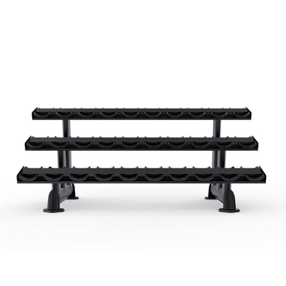 DHZ TITAN Extreme T944 3-Tier Dumbbell Rack – Kurzhantelständer – 3 tier dumbbell rack obsidian black frontansicht
