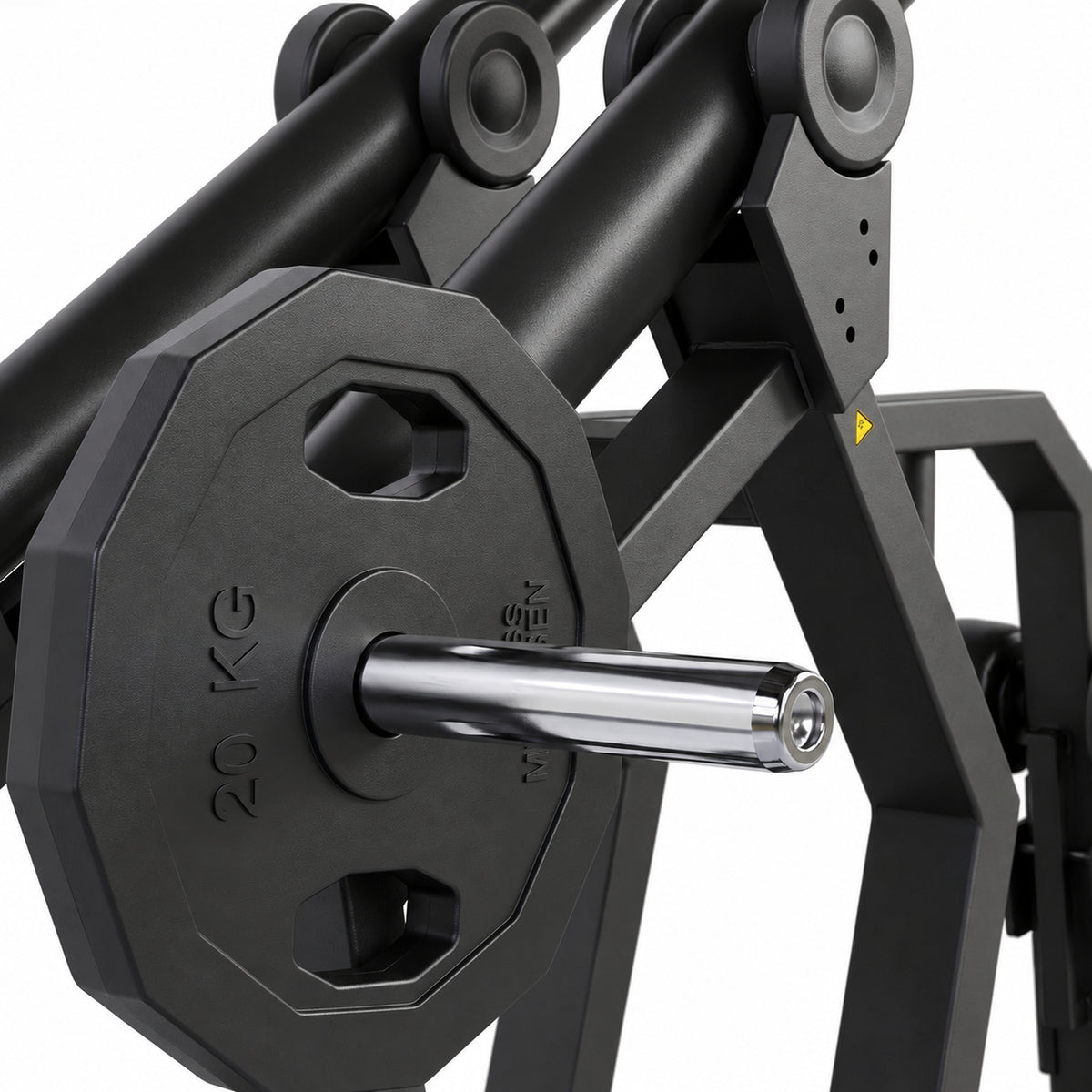 DHZ Y900 Y920 Latzugmaschine (Pull Down) in Schwarz-Schwarz – Detail der Hantelscheibenaufnahme
