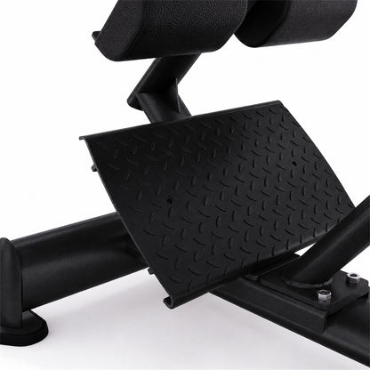 DHZ TITAN Extreme T935 Back Extension – Professionelle Hyperextension Bank für das Rückenstreckertraining – back extension hyperextension bank obsidian black fussplatte detail