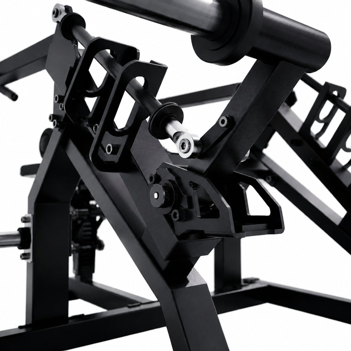 DHZ TITAN Mechanix Y965ZA Seated Dip - Plate Loaded Dip Machine für Trizeps- und Brusttraining – seated dip obsidian black hebel gelenk detail