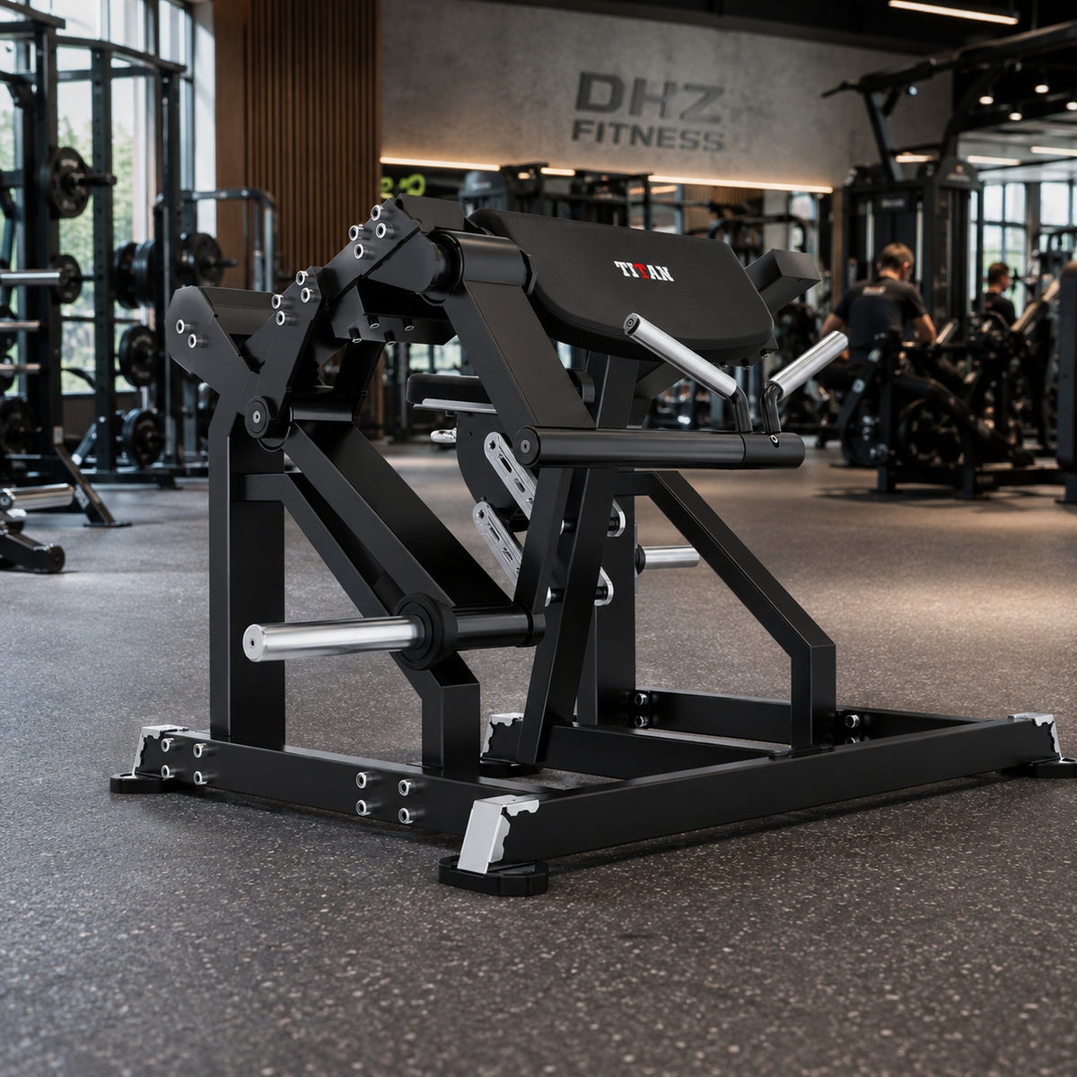 DHZ TITAN Mechanix Y970ZA Biceps Curl - Plate Loaded Bizepsmaschine für isoliertes Armtraining – biceps curl obsidian black premium