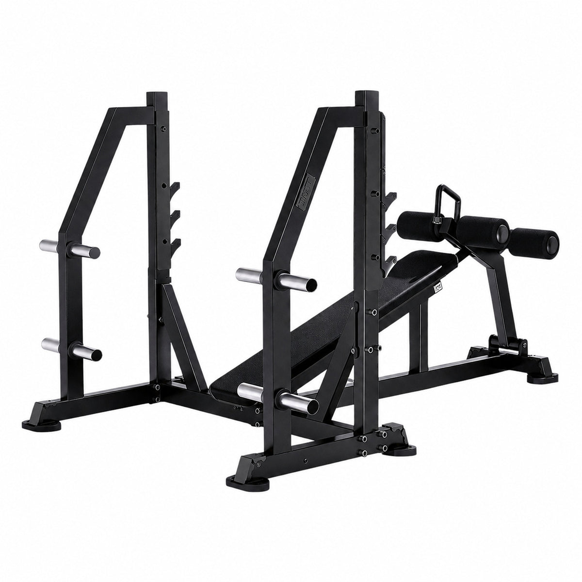 DHZ TITAN Mechanix Y973ZA Olympic Decline Bench - Plate Loaded Negativbank für Langhanteltraining – olympic decline bench obsidian black seitenansicht links