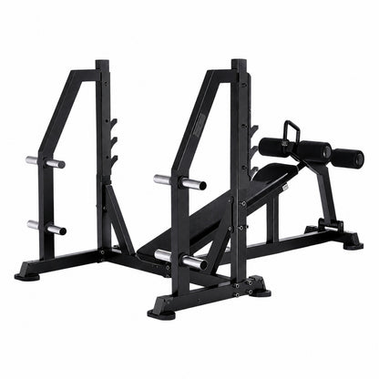 DHZ TITAN Mechanix Y973ZA Olympic Decline Bench - Plate Loaded Negativbank für Langhanteltraining – olympic decline bench obsidian black seitenansicht links