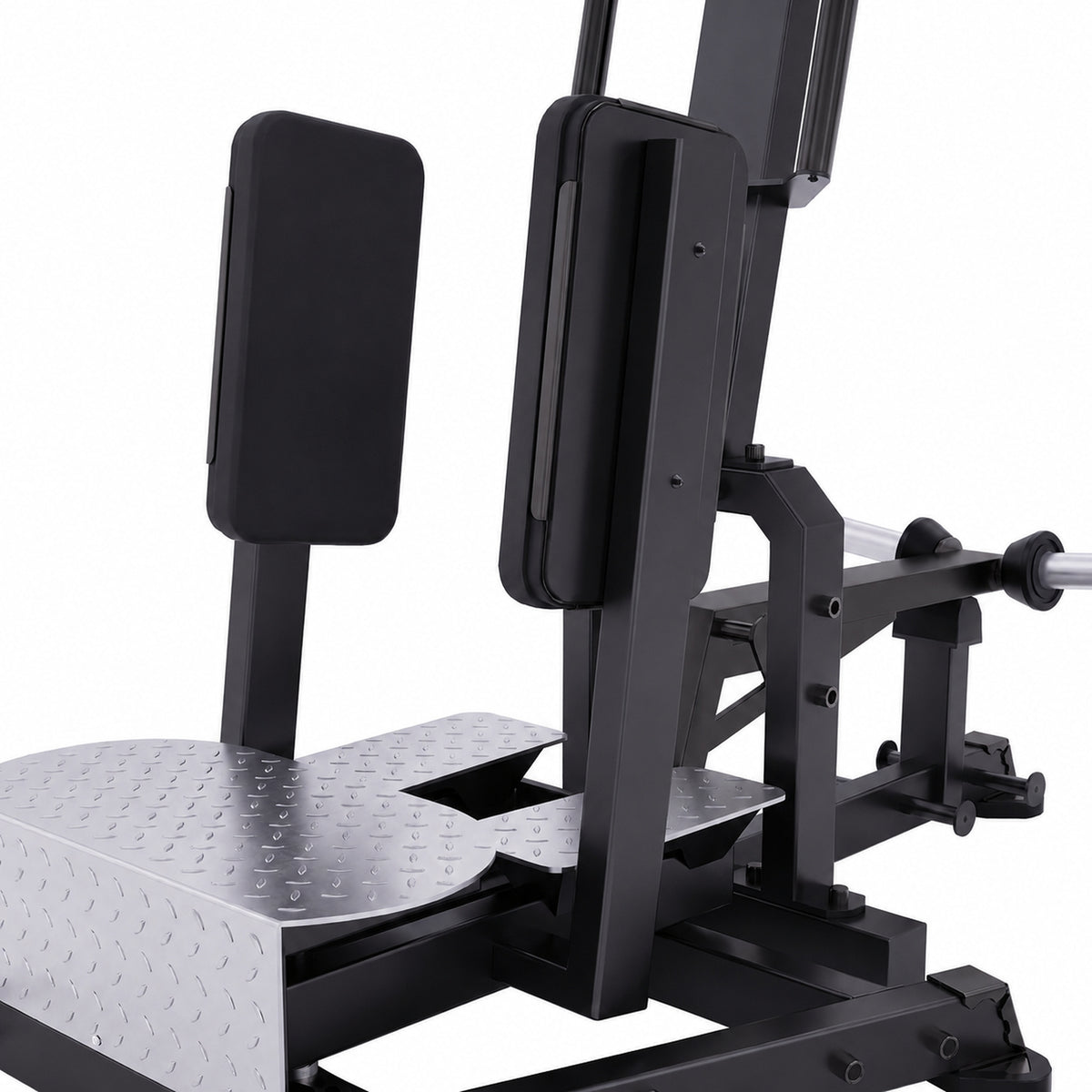 DHZ TITAN Mechanix Y985ZA Standing Abductor – Plate Loaded Abduktorenmaschine – dhz titan mechanix y985za standing abductor obsidian black polster mechanik detail 